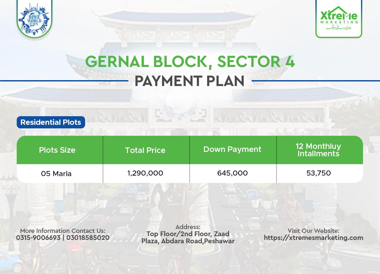 blue world general block sector 4 payment plan