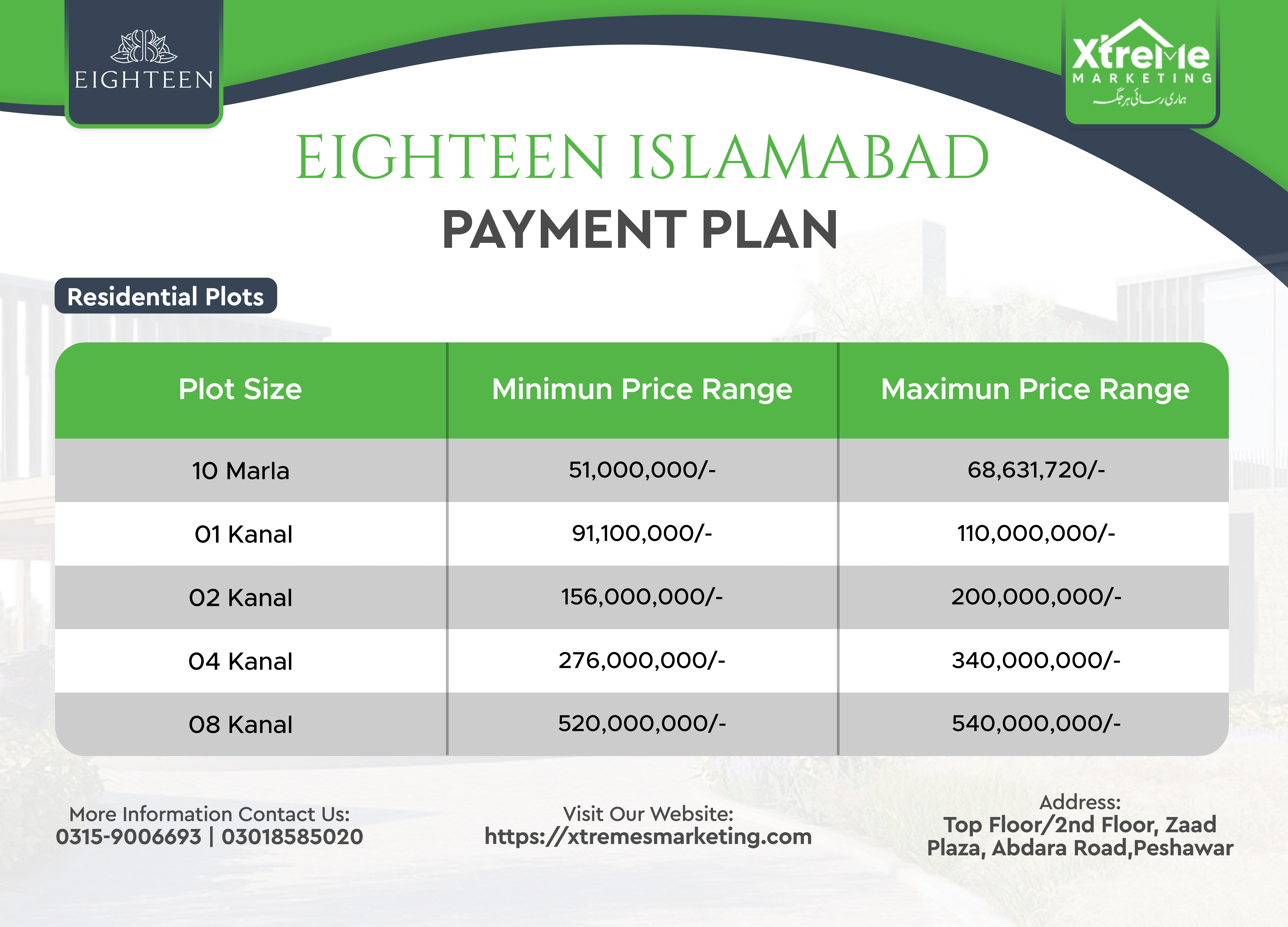EIGHTEEN ISLAMABAD RESIDENTIAL PAYMENT PLAN