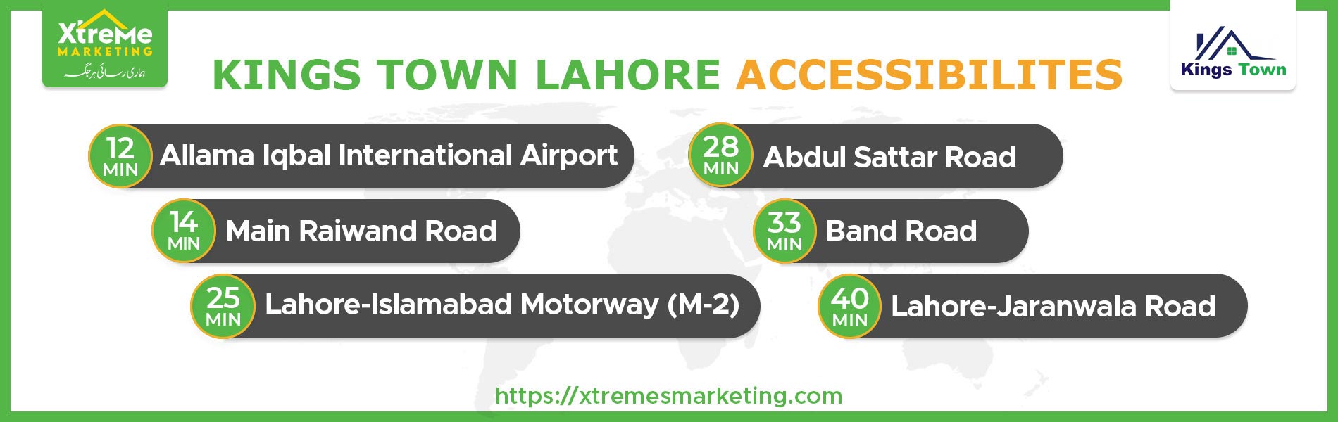 Kings Town Lahore Accessibilites