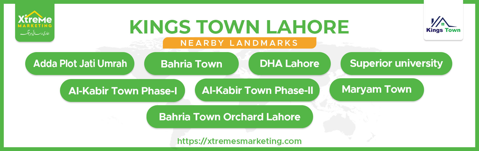 Kings Town Lahore NEARBY landmarks