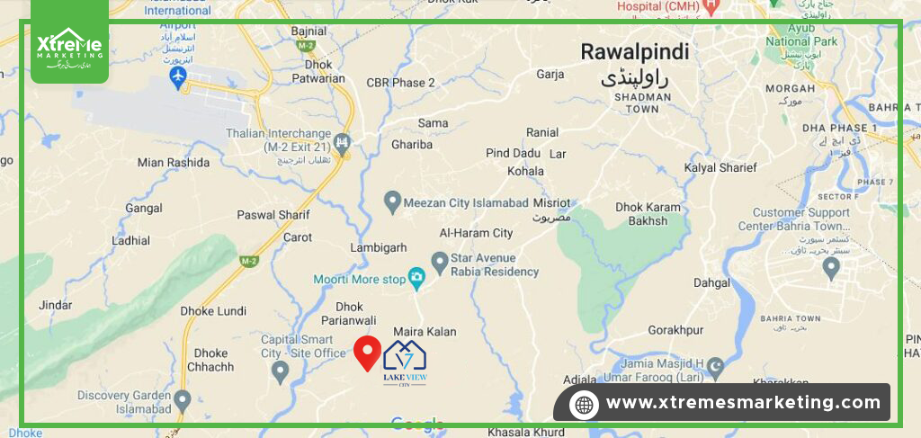 Location map Lake View City islamabad