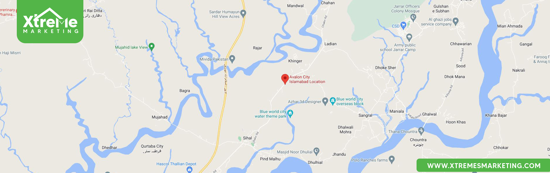Avalon City Islamabad map-location